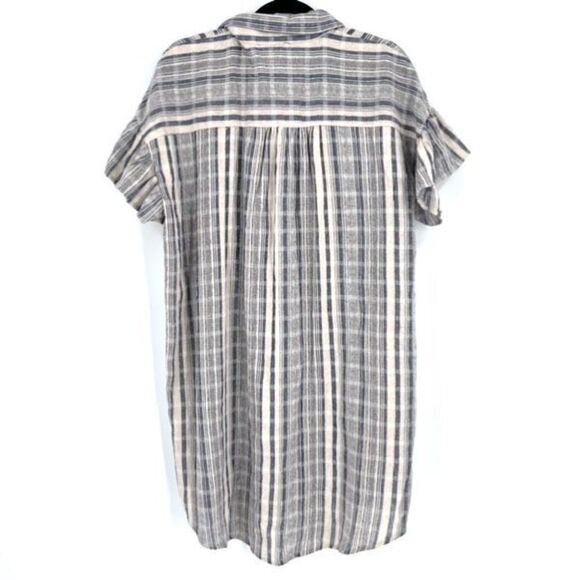 Umgee Women's Shirt Dress Button Up Mini Ruffled Sleeve High Low‎ Hem Tan Medium - Picture 2 of 10